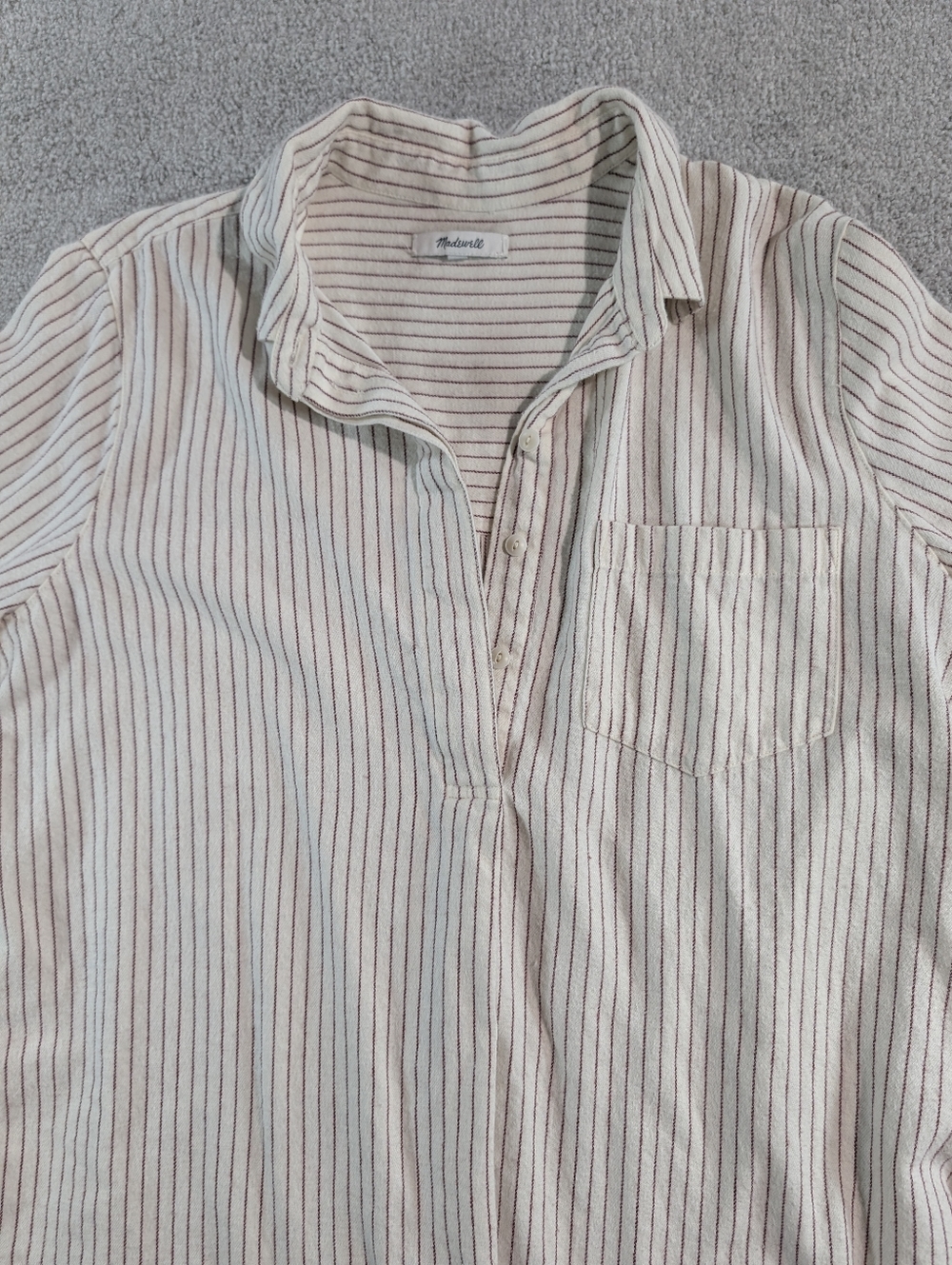 Madewell Flannel Classic Ex-Boyfriend Button Back Stripe‎ Shirt Women’s Large - Picture 2 of 9